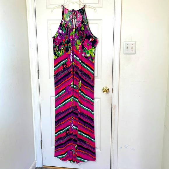 Lane Bryant Pink & Purple Scoop Neck Maxi Dress Size 18/20 - Picture 1 of 7